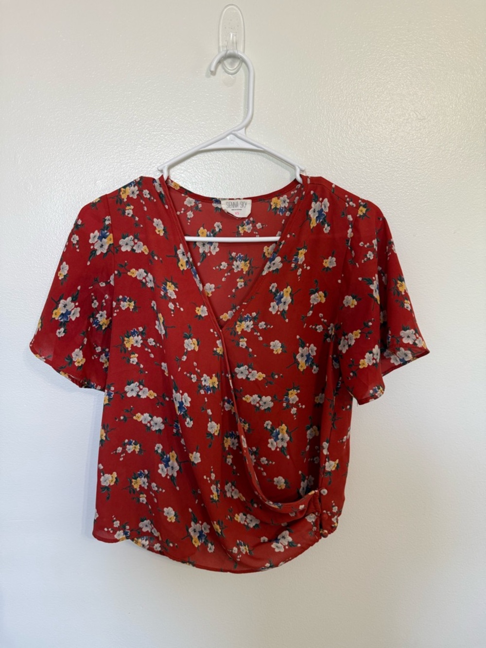 Sienna Sky Red Floral Wrap Blouse